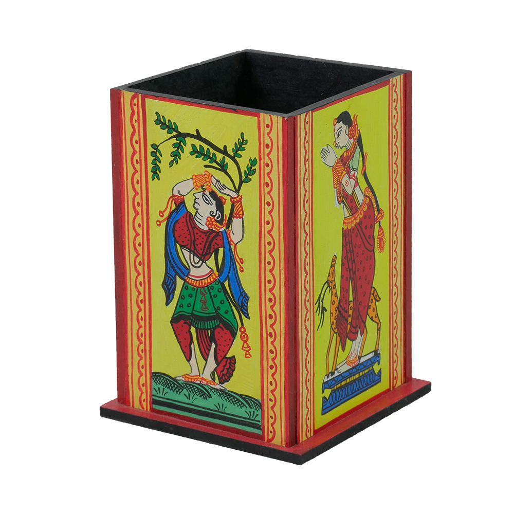 Decorative Multipurpose Pen Stand - Exclusively hand-painted in Pattachitra art by Penkraft